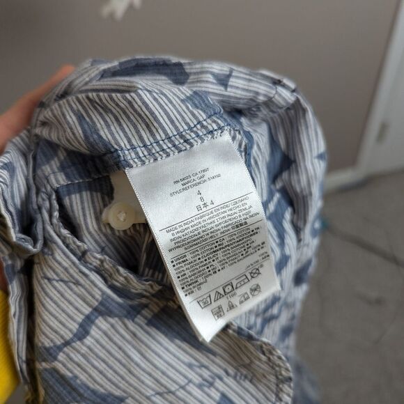 Gap Blue Floral Sleeveless Dress – Size 4 – Cotton Button Front with Waist Tie - Picture 9 of 11